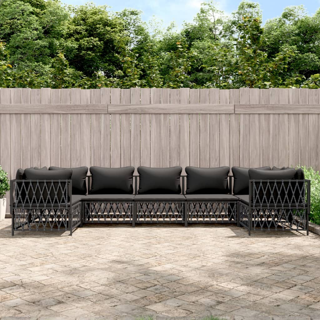 Set Divani da Giardino 7 pz con Cuscini Antracite in Acciaio | homemem39