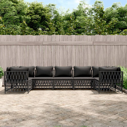 Set Divani da Giardino 7 pz con Cuscini Antracite in Acciaio | homemem39