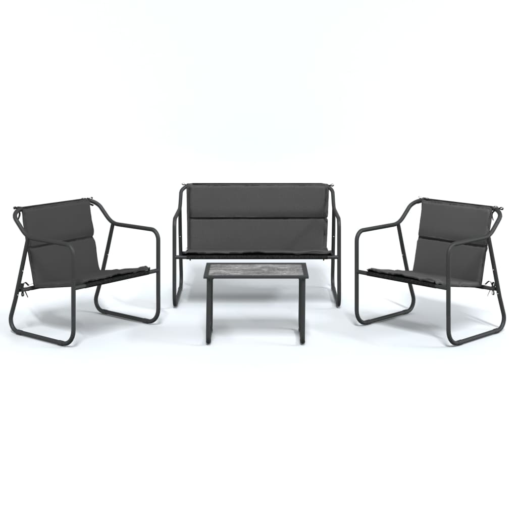 Set Salotto da Giardino 4 pz con Cuscini in Acciaio Antracite | homemem39