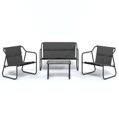 Set Salotto da Giardino 4 pz con Cuscini in Acciaio Antracite | homemem39