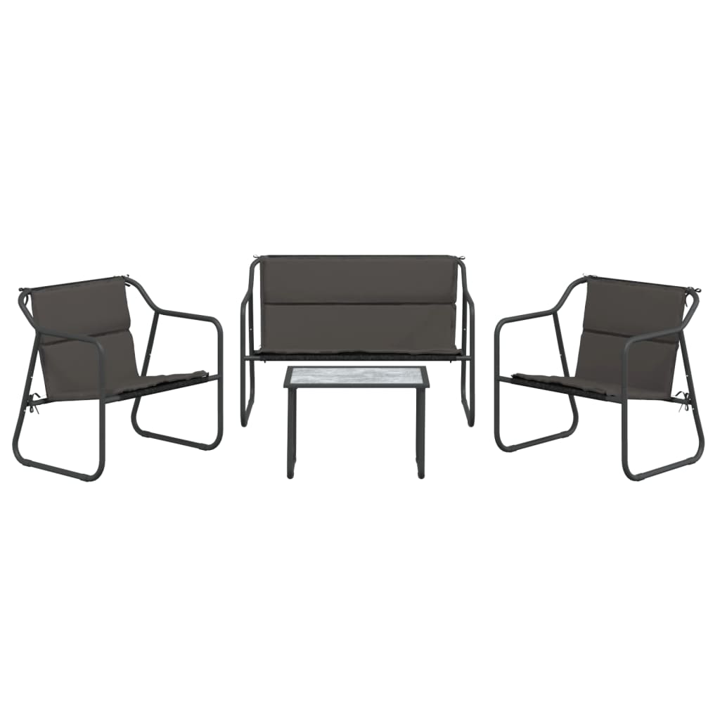 Set Salotto da Giardino 4 pz con Cuscini in Acciaio Antracite | homemem39