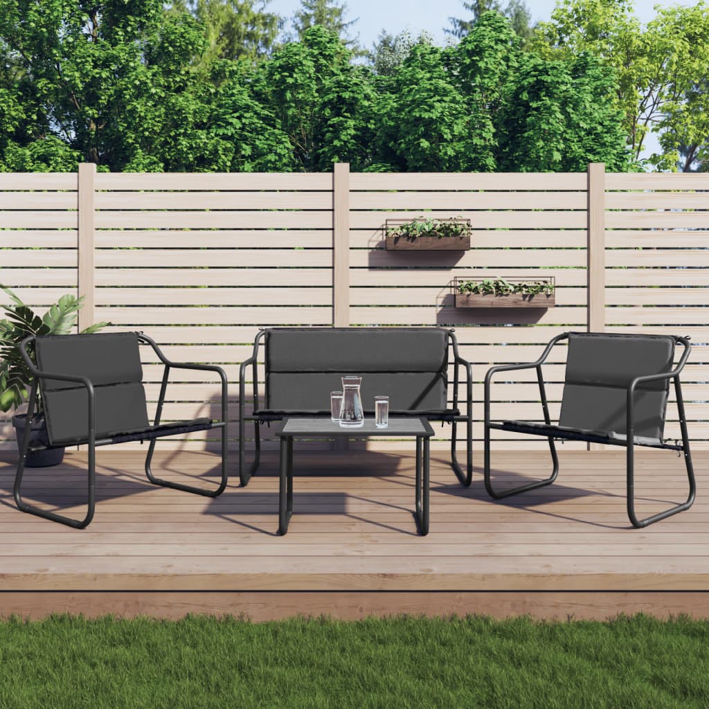 Set Salotto da Giardino 4 pz con Cuscini in Acciaio Antracite | homemem39