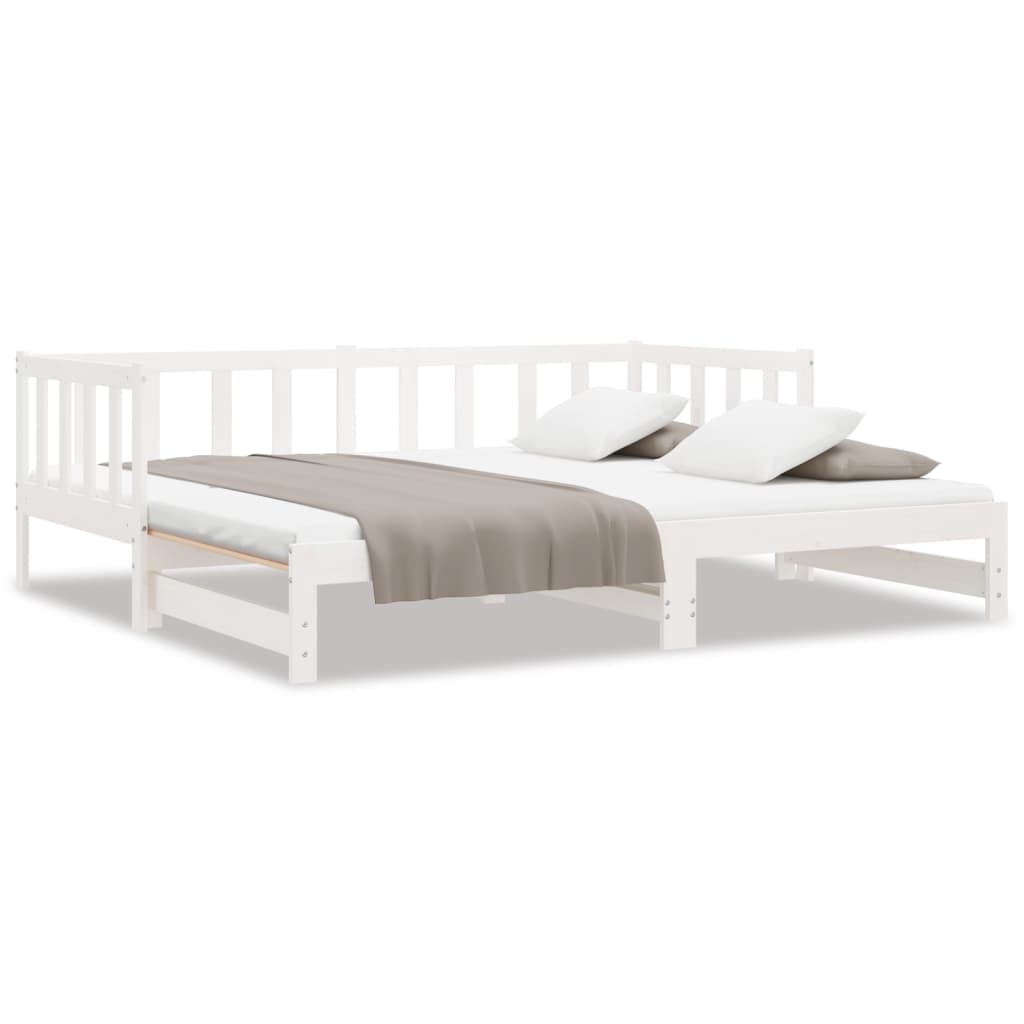 Dormeuse Estraibile Bianca 2x(90x200) cm Legno Massello di Pino | homemem39