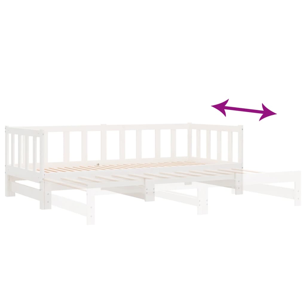 Dormeuse Estraibile Bianca 2x(90x200) cm Legno Massello di Pino | homemem39