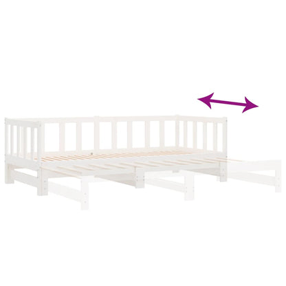 Dormeuse Estraibile Bianca 2x(90x200) cm Legno Massello di Pino | homemem39