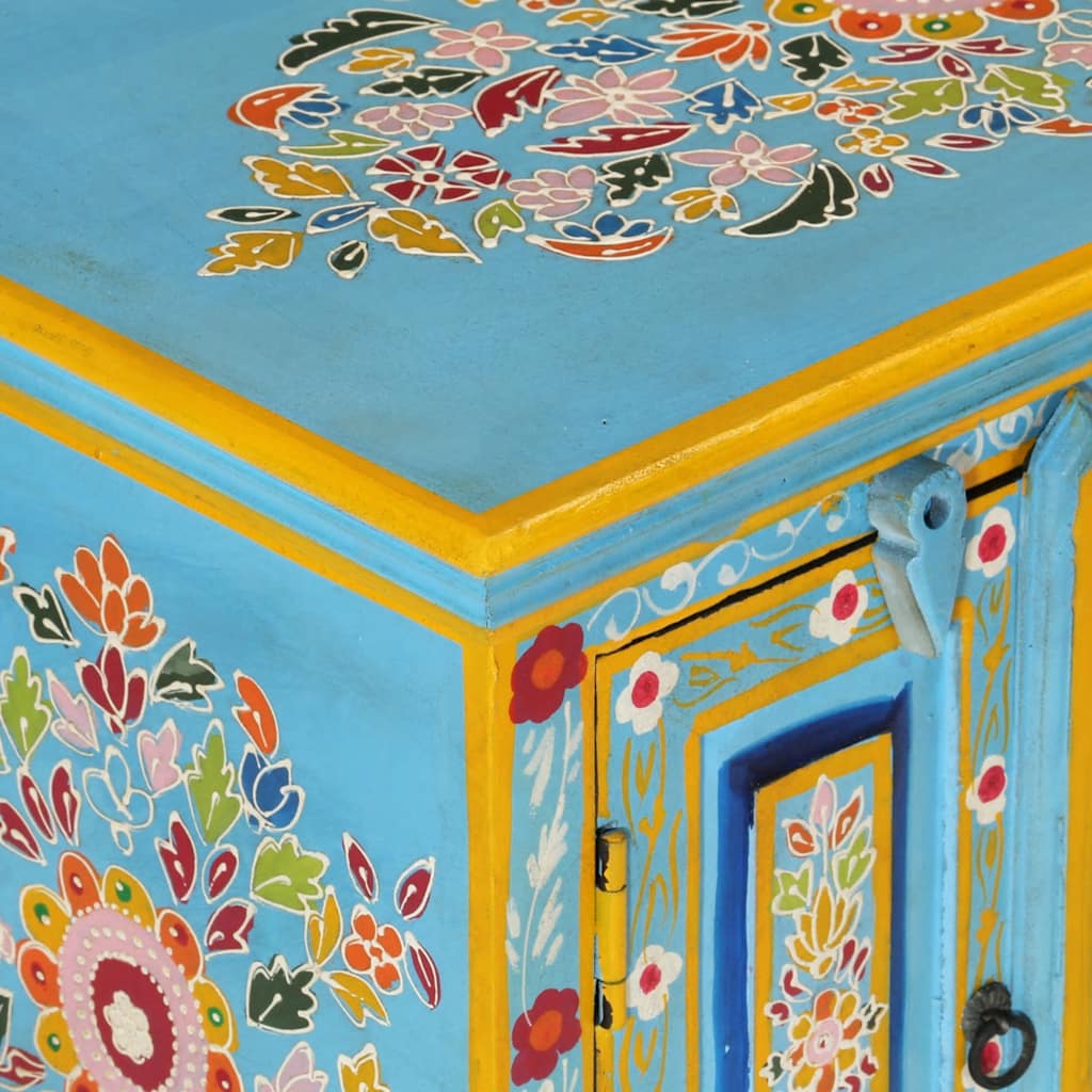 Mobile Porta TV Blu 110x30x40 cm in Legno Massello di Mango