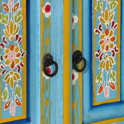 Mobile Porta TV Blu 110x30x40 cm in Legno Massello di Mango