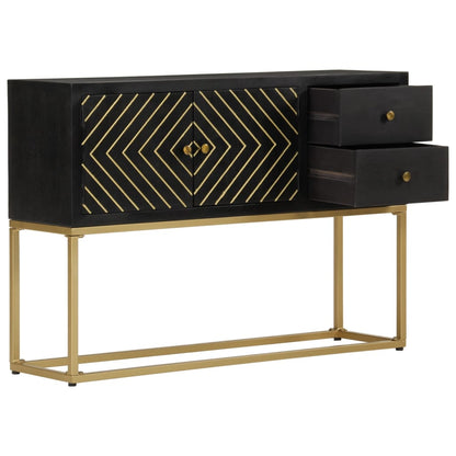 Credenza Nera e Oro 110x30x75 cm in Legno Massello di Mango - homemem39