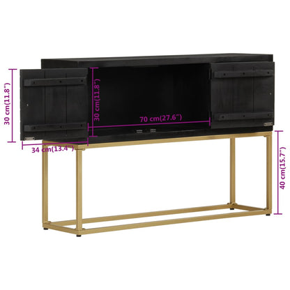 Credenza Nera e Oro 110x30x75 cm in Legno Massello di Mango - homemem39