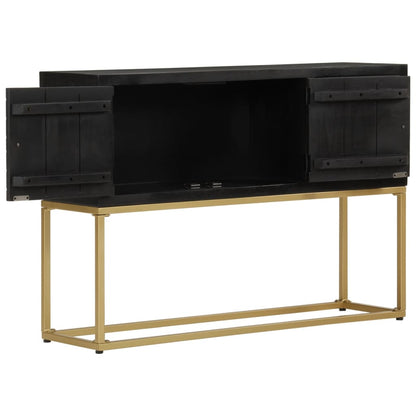 Credenza Nera e Oro 110x30x75 cm in Legno Massello di Mango - homemem39