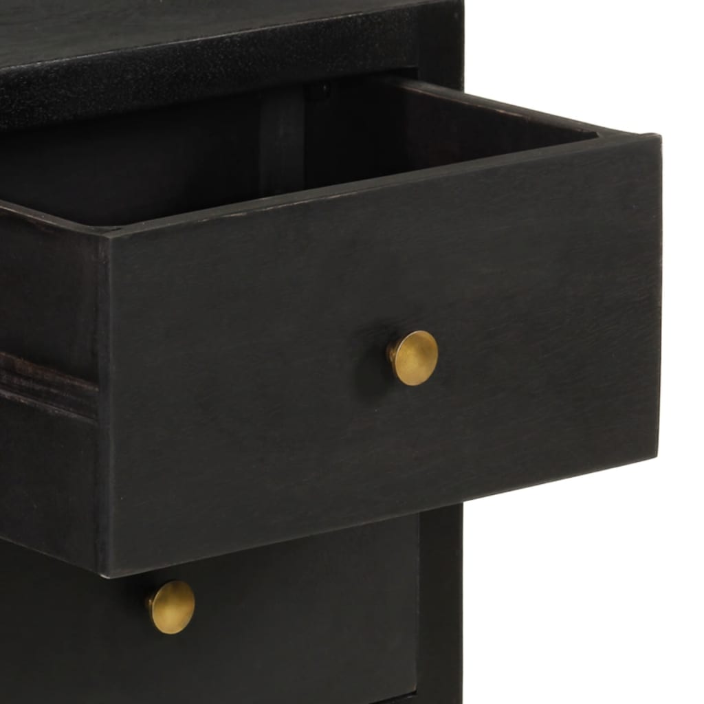 Credenza Nera e Oro 110x30x75 cm in Legno Massello di Mango - homemem39