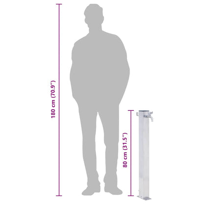 Colonna d'Acqua da Giardino 80 cm Acciaio Inox Quadrato