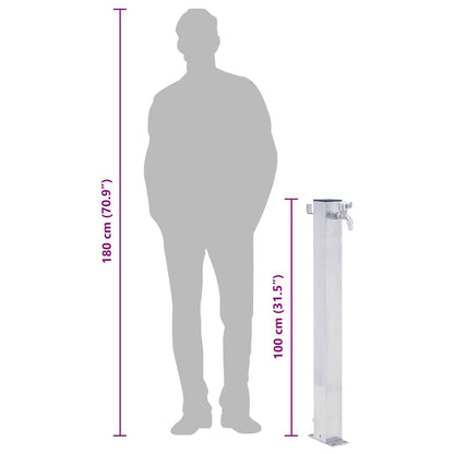 Colonna d'Acqua da Giardino 100 cm Acciaio Inox Quadrato
