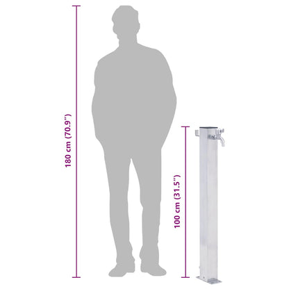 Colonna d'Acqua da Giardino 100 cm Acciaio Inox Quadrato