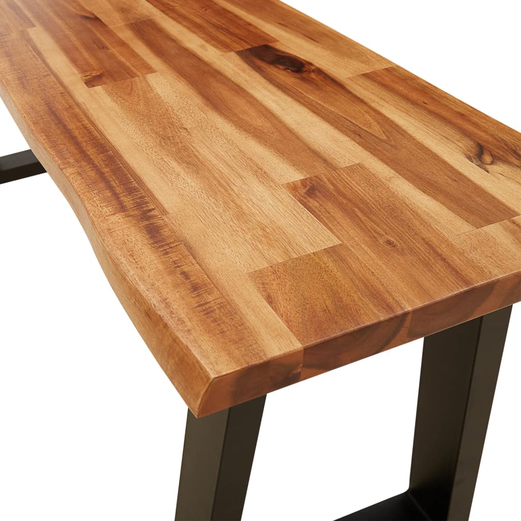Set da Pranzo 3 pz con Bordi Vivi in Legno Massello di Acacia