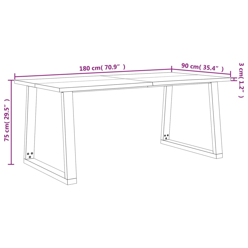 Set da Pranzo 3 pz con Bordi Vivi in Legno Massello di Acacia - homemem39