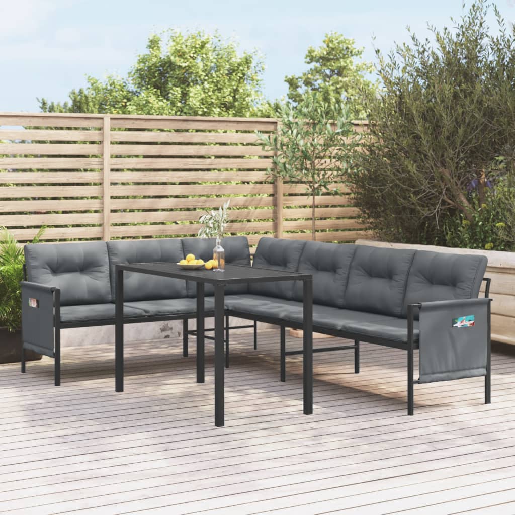 Set da Pranzo da Giardino 2 pz in Acciaio Antracite | homemem39