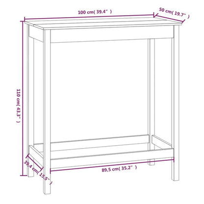 Tavolo da Bar 100x50x110 cm in Legno Massello di Pino - homemem39