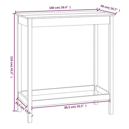 Tavolo da Bar Bianco 100x50x110 cm in Legno Massello di Pino - homemem39