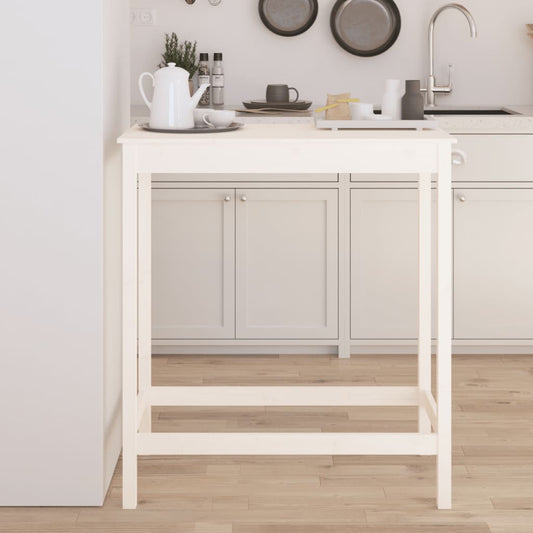 Tavolo da Bar Bianco 100x50x110 cm in Legno Massello di Pino - homemem39