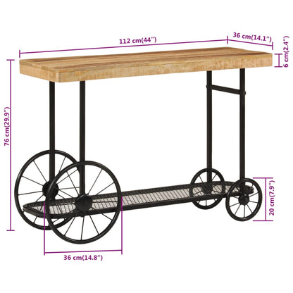Tavolo Consolle 112x36x76 cm in Legno Massello di Mango e Ferro