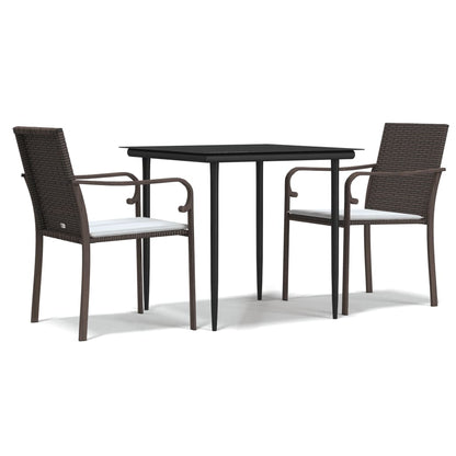 Set Pranzo da Giardino 3pz con Cuscini in Polyrattan e Acciaio | homemem39