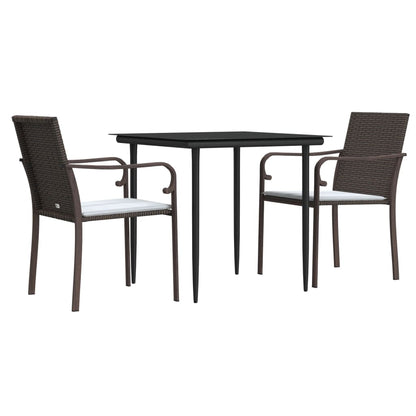 Set Pranzo da Giardino 3pz con Cuscini in Polyrattan e Acciaio | homemem39