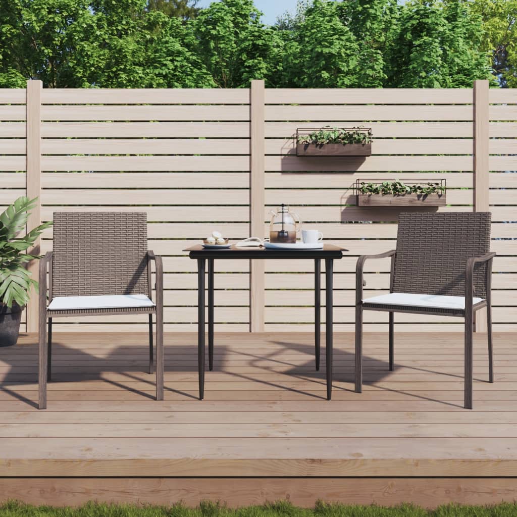 Set Pranzo da Giardino 3pz con Cuscini in Polyrattan e Acciaio - homemem39
