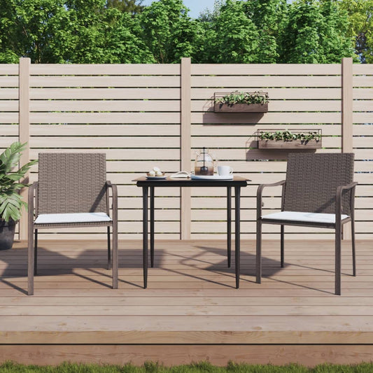 Set Pranzo da Giardino 3pz con Cuscini in Polyrattan e Acciaio - homemem39