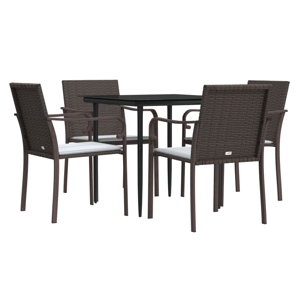 Set Pranzo da Giardino 5pz con Cuscini in Polyrattan e Acciaio | homemem39