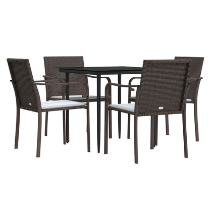 Set Pranzo da Giardino 5pz con Cuscini in Polyrattan e Acciaio | homemem39