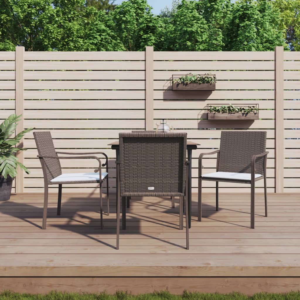 Set Pranzo da Giardino 5pz con Cuscini in Polyrattan e Acciaio | homemem39