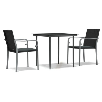 Set Pranzo da Giardino 3pz con Cuscini in Polyrattan e Acciaio | homemem39