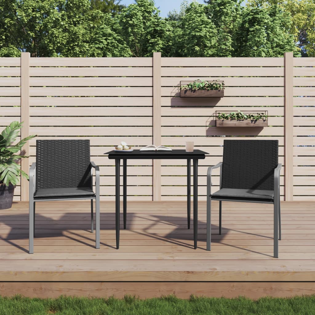 Set Pranzo da Giardino 3pz con Cuscini in Polyrattan e Acciaio | homemem39