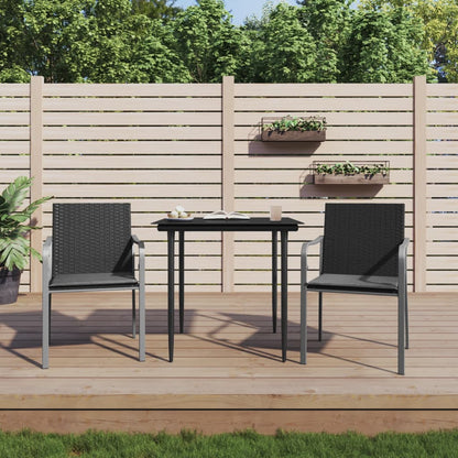 Set Pranzo da Giardino 3pz con Cuscini in Polyrattan e Acciaio | homemem39
