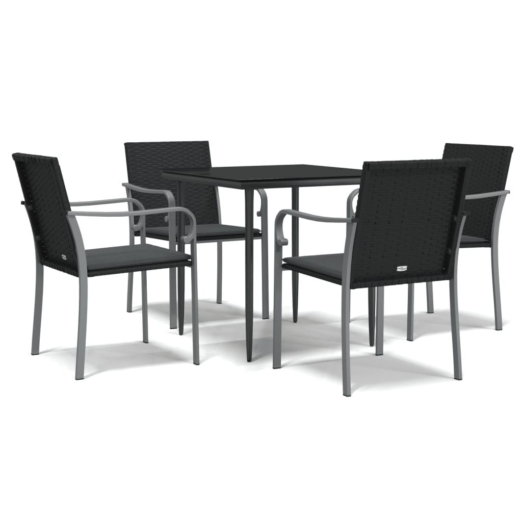 Set Pranzo da Giardino 5pz con Cuscini in Polyrattan e Acciaio | homemem39