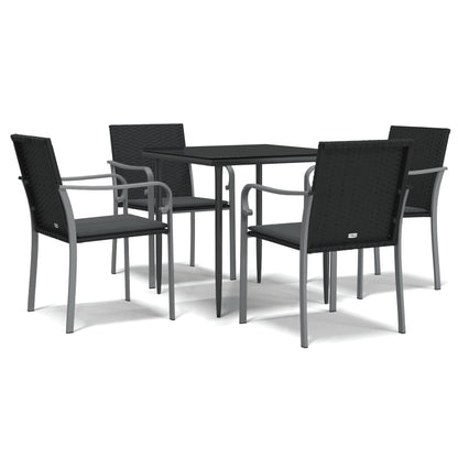 Set Pranzo da Giardino 5pz con Cuscini in Polyrattan e Acciaio - homemem39