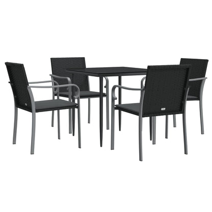 Set Pranzo da Giardino 5pz con Cuscini in Polyrattan e Acciaio | homemem39