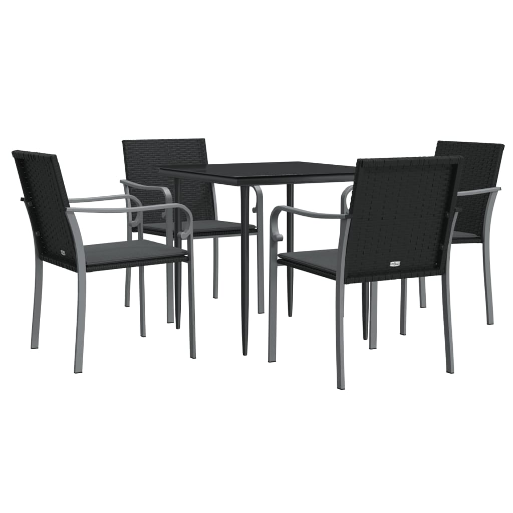 Set Pranzo da Giardino 5pz con Cuscini in Polyrattan e Acciaio - homemem39