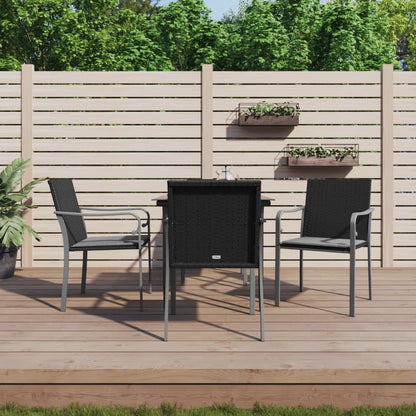 Set Pranzo da Giardino 5pz con Cuscini in Polyrattan e Acciaio | homemem39