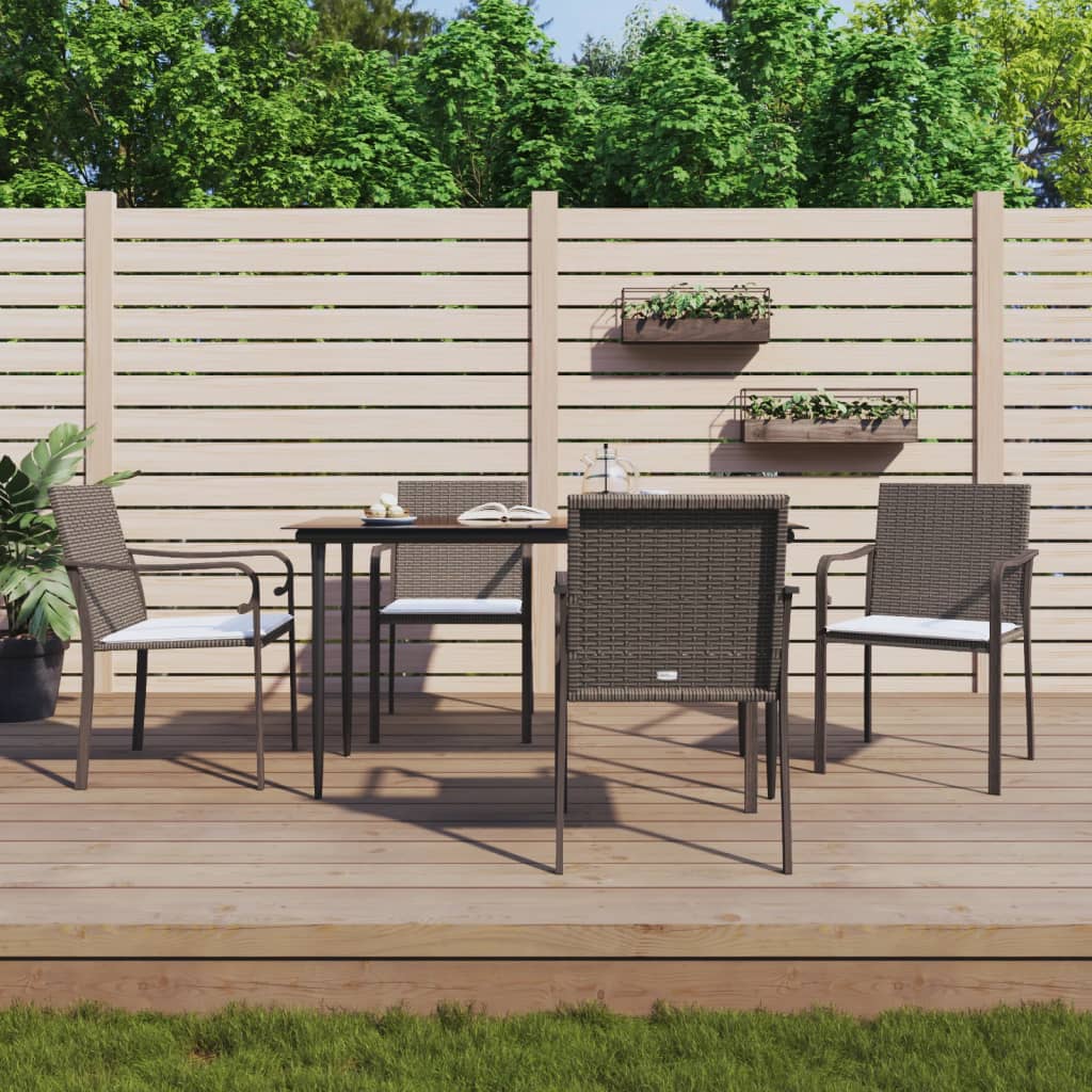 Set Pranzo da Giardino 5pz con Cuscini in Polyrattan e Acciaio | homemem39