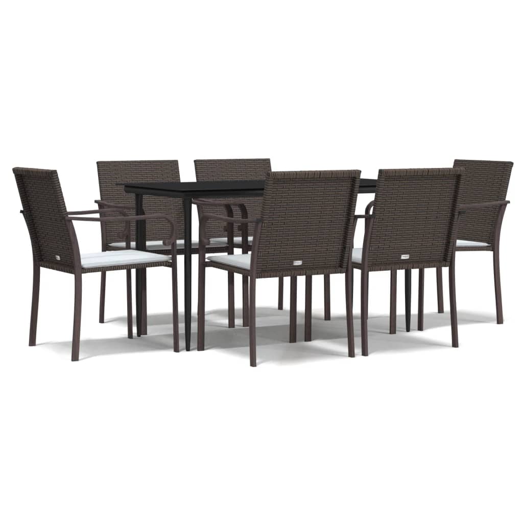 Set Pranzo da Giardino 7 pz con Cuscini in Polyrattan e Acciaio - homemem39