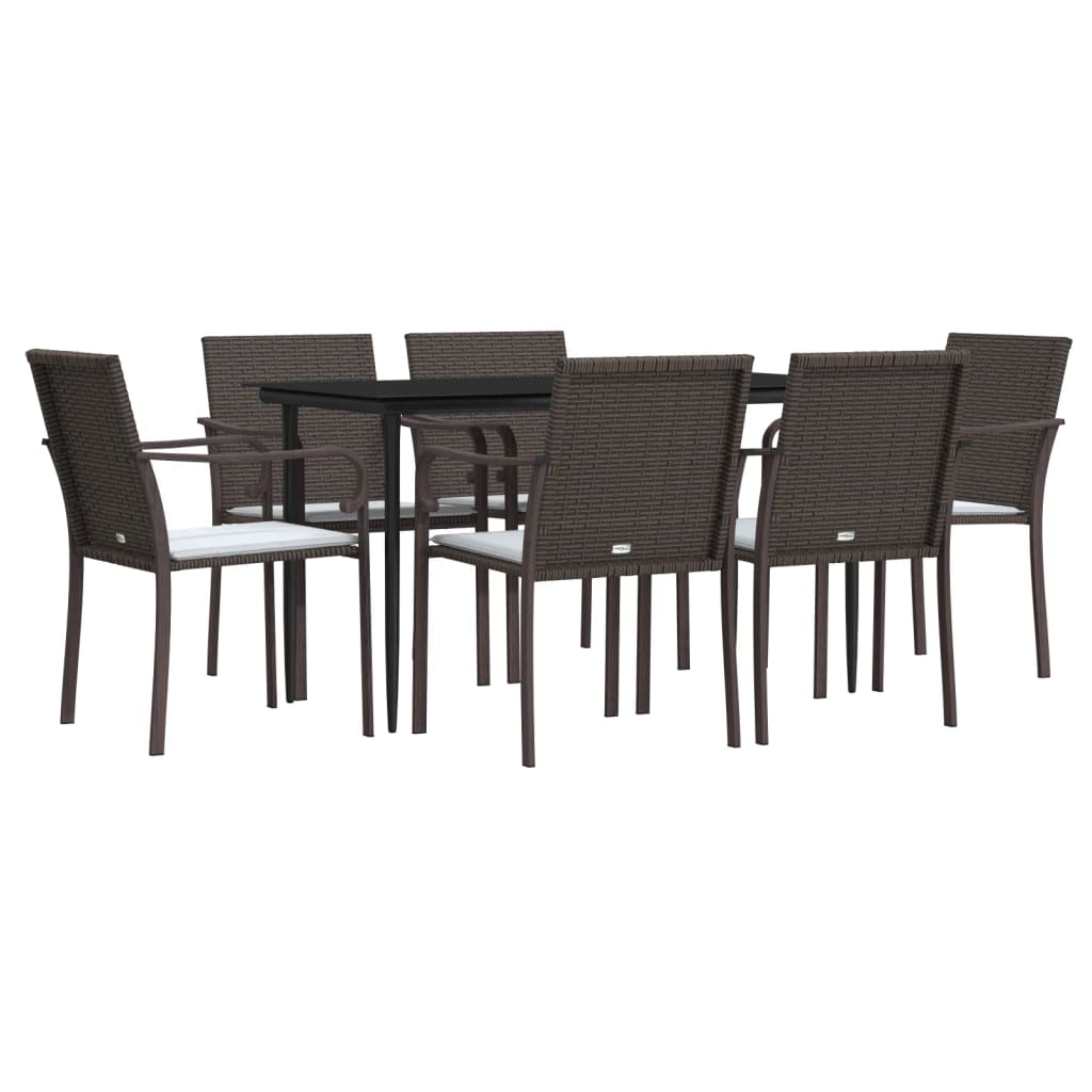 Set Pranzo da Giardino 7 pz con Cuscini in Polyrattan e Acciaio | homemem39
