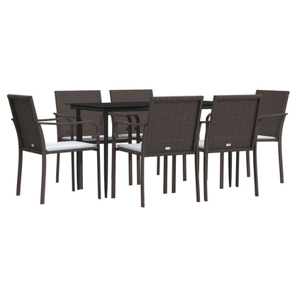 Set Pranzo da Giardino 7 pz con Cuscini in Polyrattan e Acciaio | homemem39