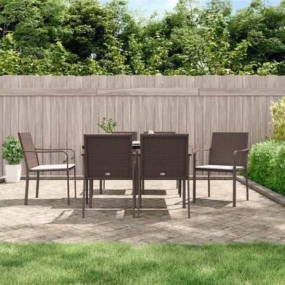 Set Pranzo da Giardino 7 pz con Cuscini in Polyrattan e Acciaio - homemem39