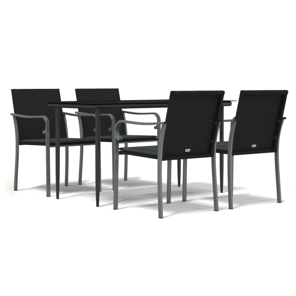 Set Pranzo da Giardino 5pz con Cuscini in Polyrattan e Acciaio | homemem39