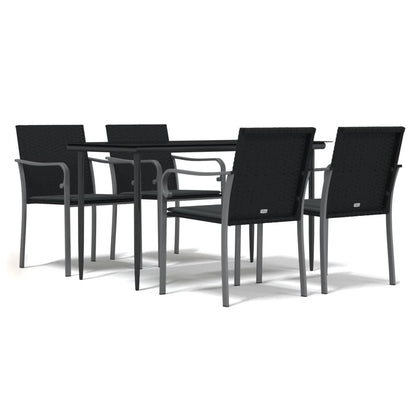 Set Pranzo da Giardino 5pz con Cuscini in Polyrattan e Acciaio | homemem39