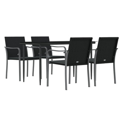 Set Pranzo da Giardino 5pz con Cuscini in Polyrattan e Acciaio | homemem39