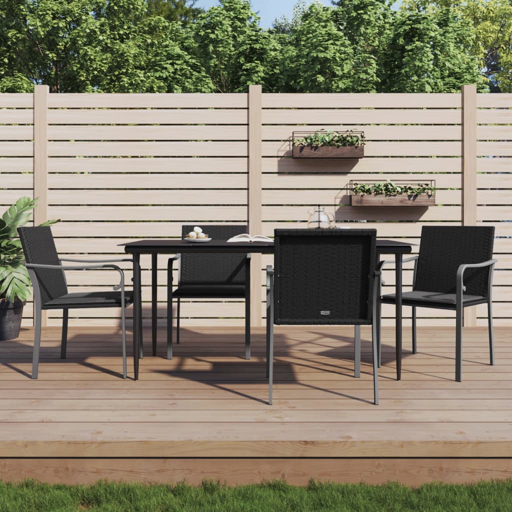 Set Pranzo da Giardino 5pz con Cuscini in Polyrattan e Acciaio | homemem39
