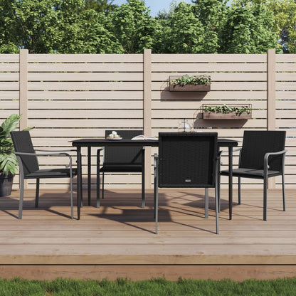 Set Pranzo da Giardino 5pz con Cuscini in Polyrattan e Acciaio | homemem39